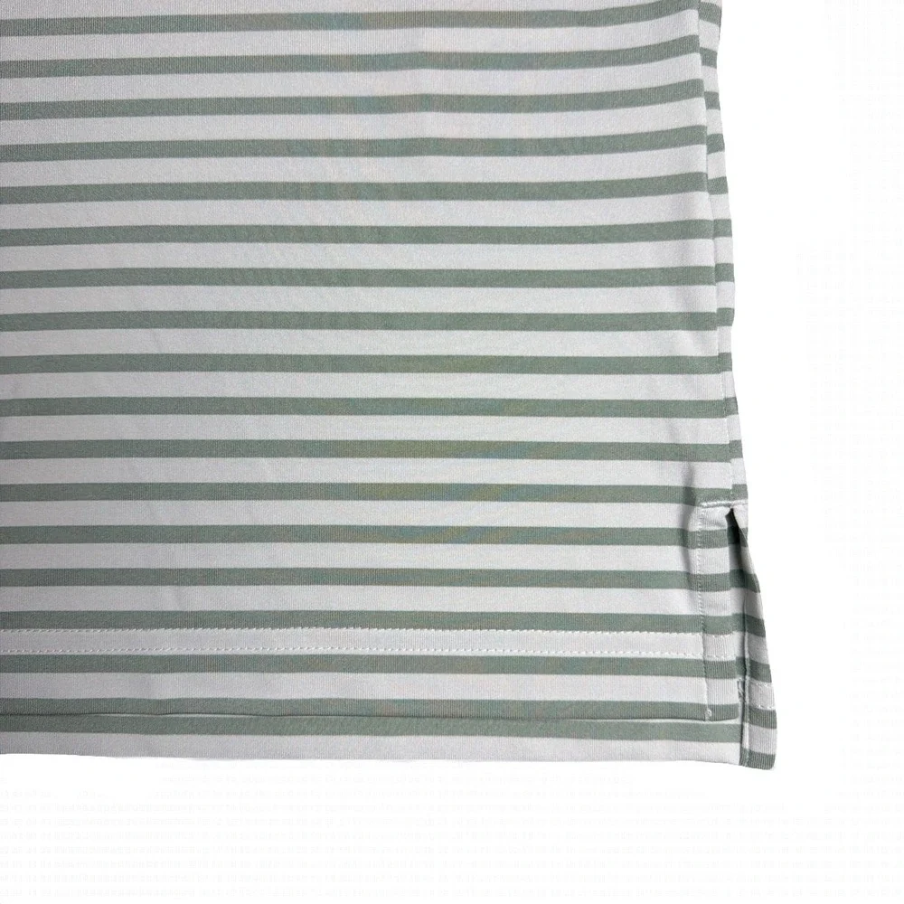 Adidas Golf Shirt‎ Mens Medium Light Green Striped Riverside Golf Course Polo